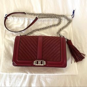 Rebecca Minkoff Suede Love Maroon Leather Cross Body Bag